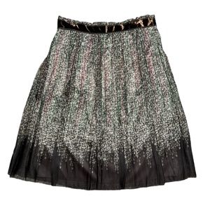 Elie Tahari Womens A Line Skirt Green Floral Lined Pull